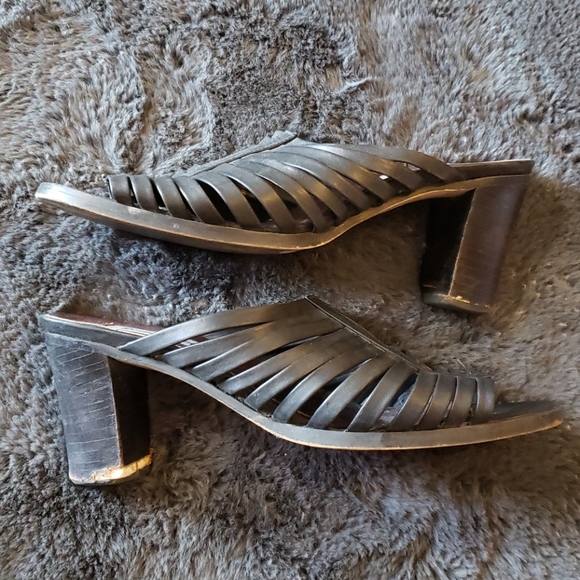 Black strappy slide on heels by Bistro shoes - Picture 2 of 7